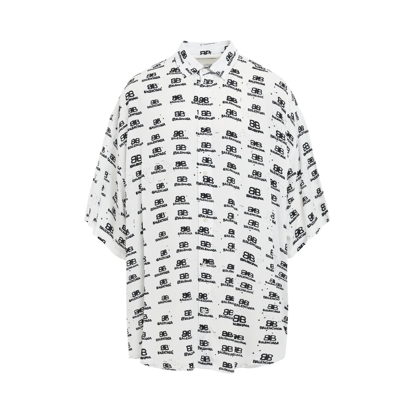 All Over Logo Short Sleeve Oversized Shirt in White/Black