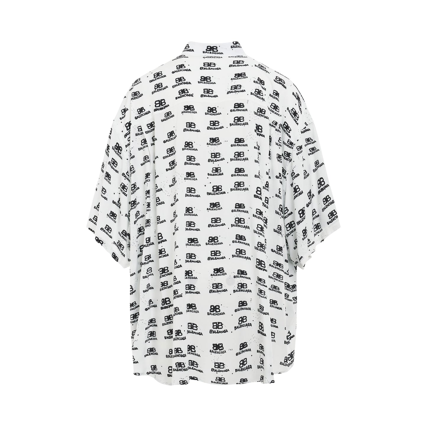 All Over Logo Short Sleeve Oversized Shirt in White/Black