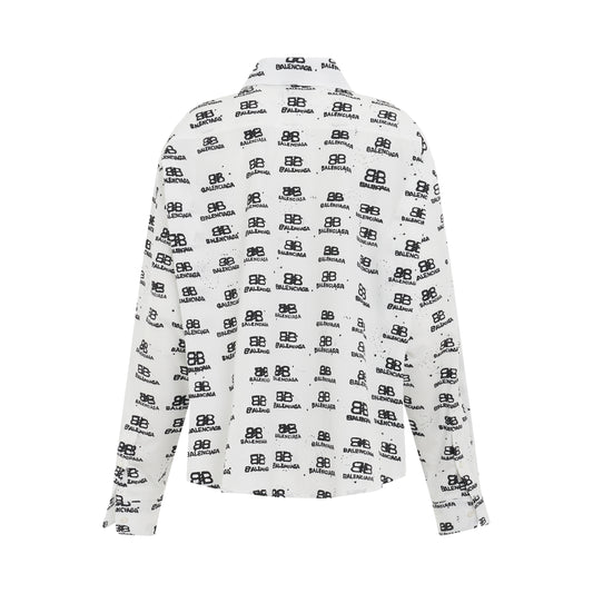 Hand Drawn BB Icon Swing Shirt in White/Black