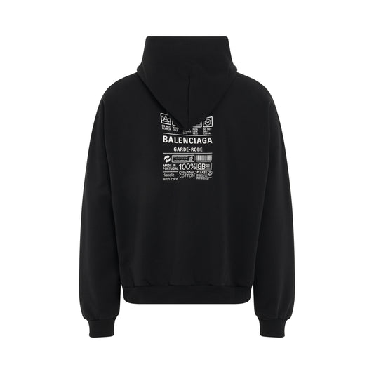 Care Label Hoodie Medium Fit in Black/White