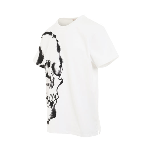 Watercolour Skull T-Shirt in White/Black