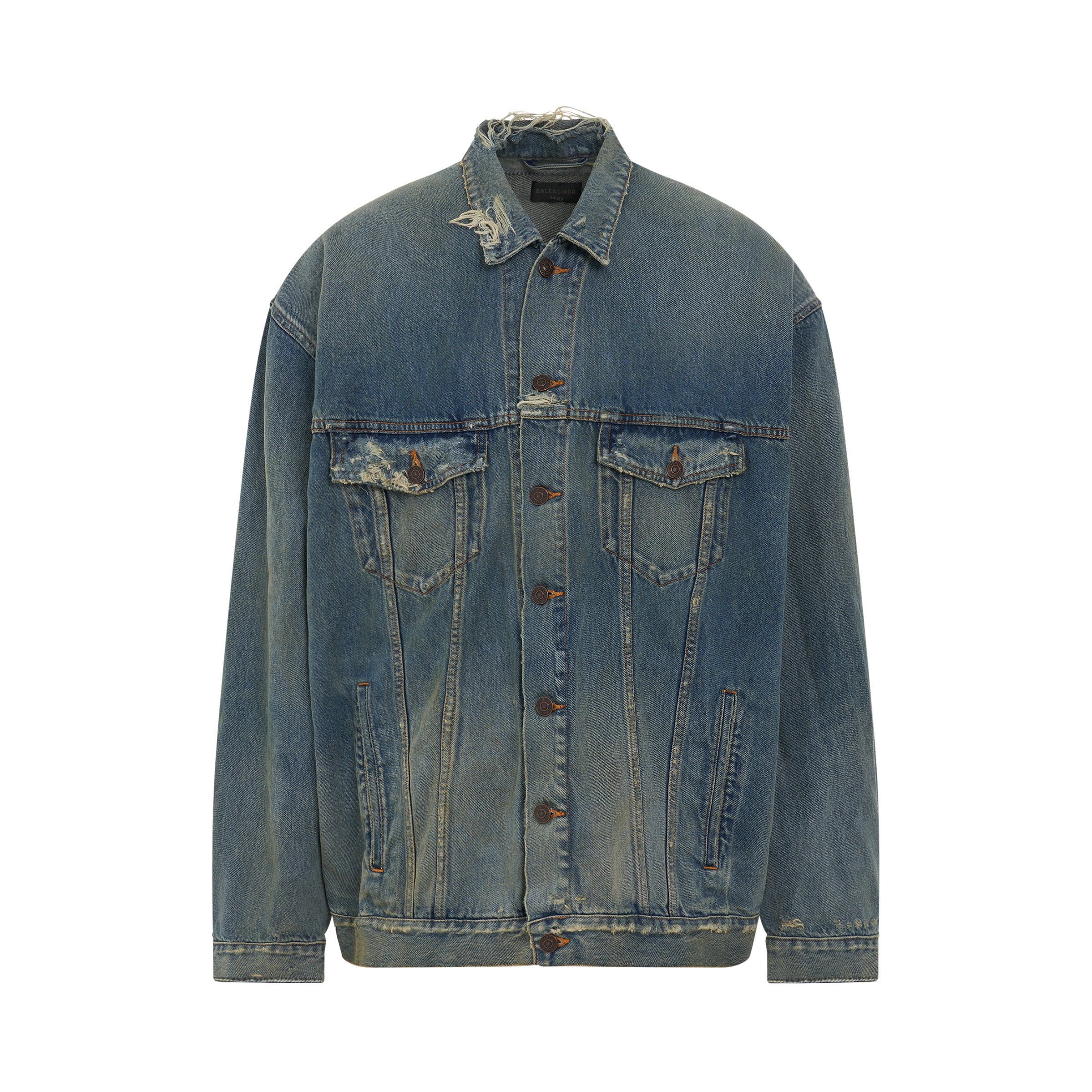 Patched Destroyed Jacket in True Blue