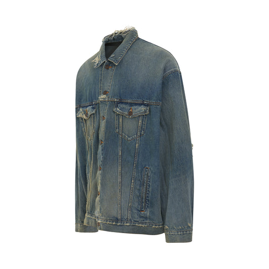 Patched Destroyed Jacket in True Blue