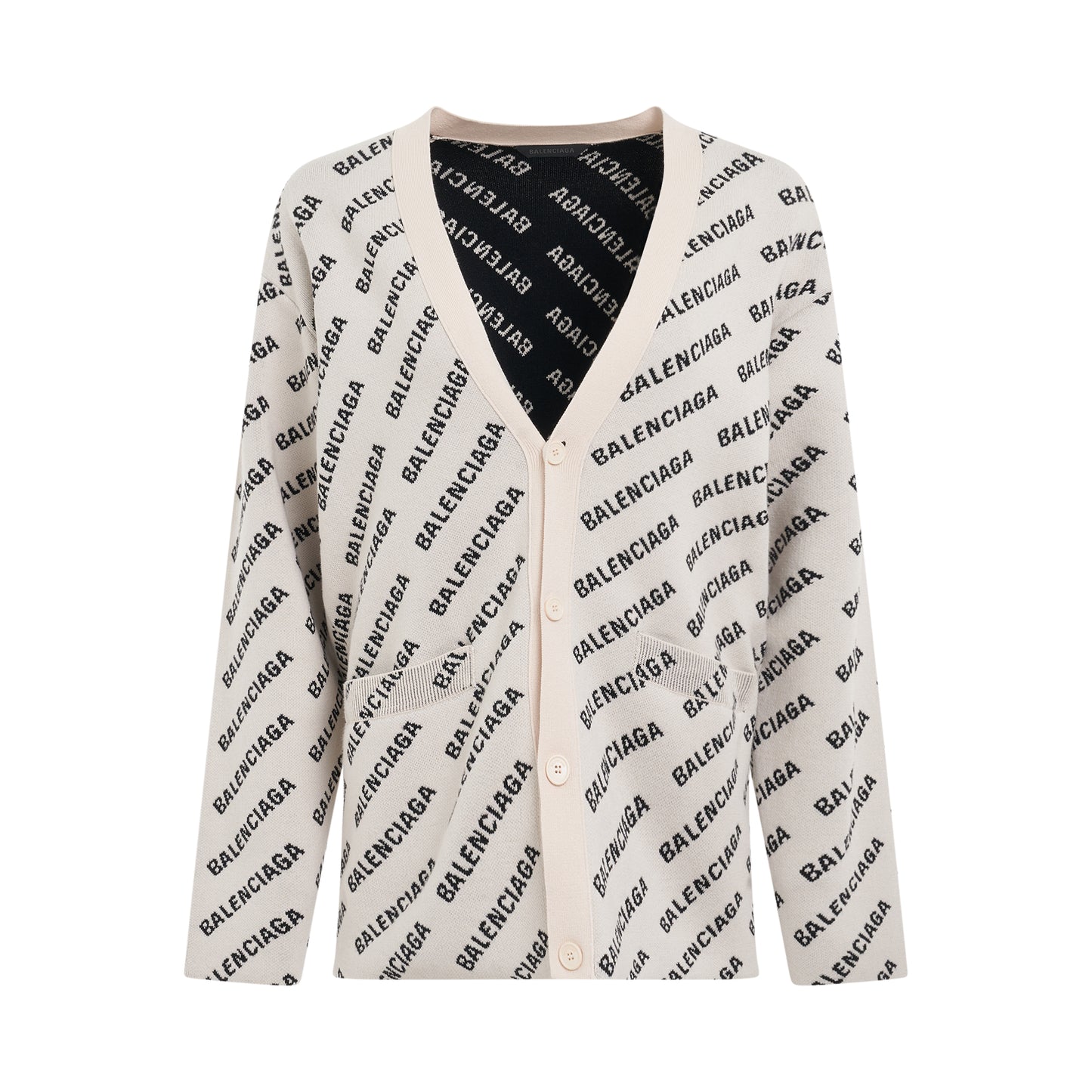 All Over Logo Cardigan in Chalky White/Black