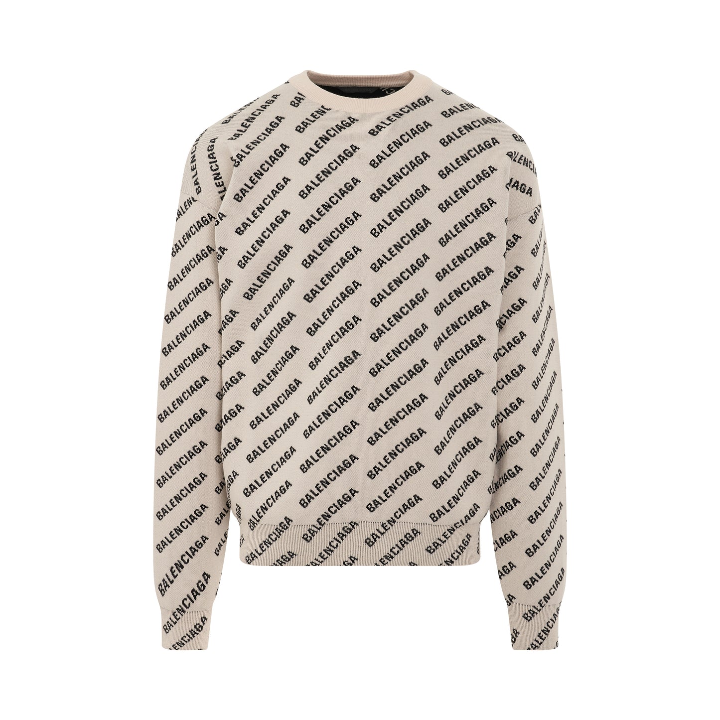 All Over Logo Knit Sweater in Chalky White/Black