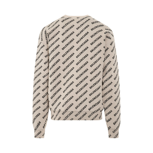 All Over Logo Knit Sweater in Chalky White/Black