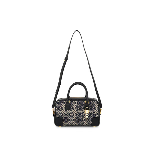 Amazona 23 Bag in Anagram Jacquard and Calfskin in Navy