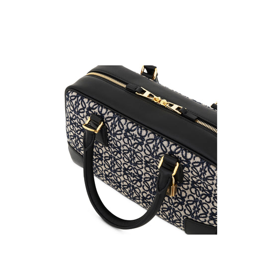 Amazona 23 Bag in Anagram Jacquard and Calfskin in Navy