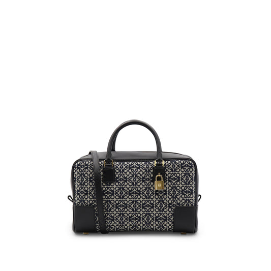 Amazona 28 Bag in Anagram Jacquard and Calfskin in Navy