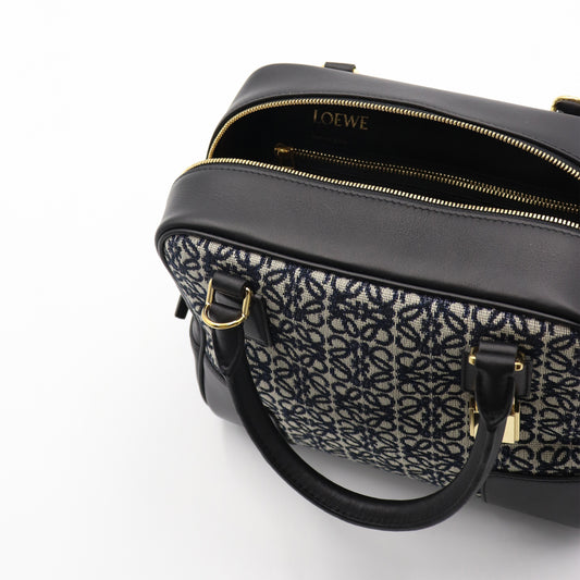 Amazona 19 Bag in Anagram Jacquard and Calfskin in Navy