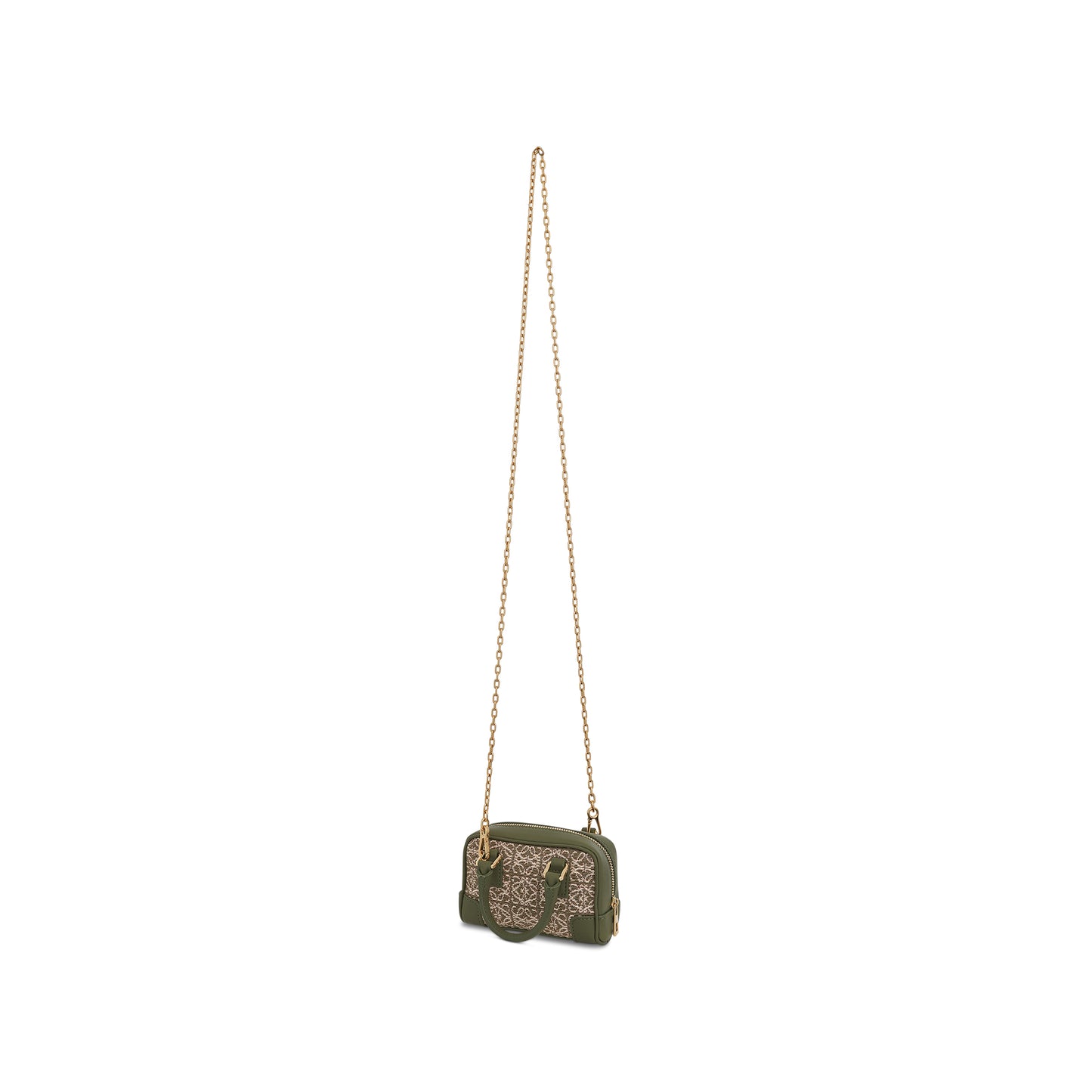 Nano Amazona Bag in Anagram Jacquard and Calfskin in Green