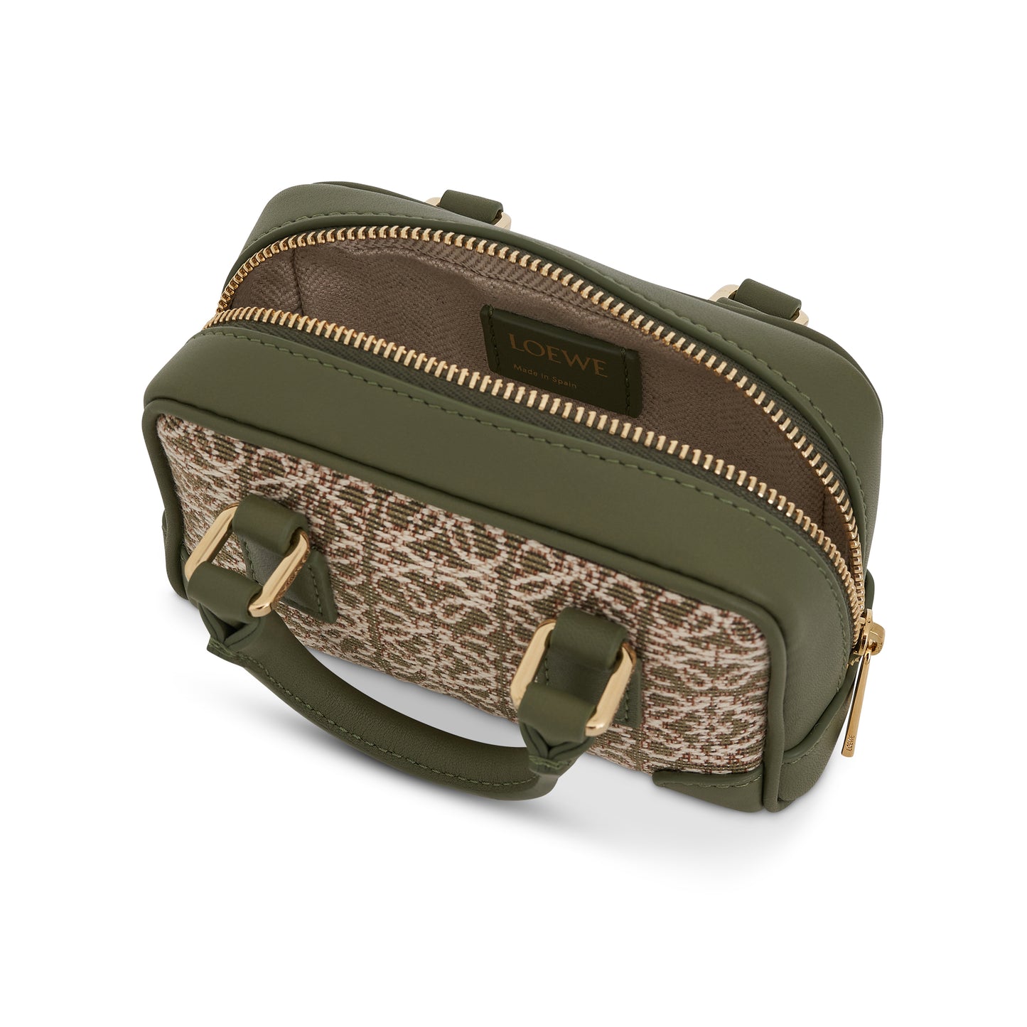 Nano Amazona Bag in Anagram Jacquard and Calfskin in Green