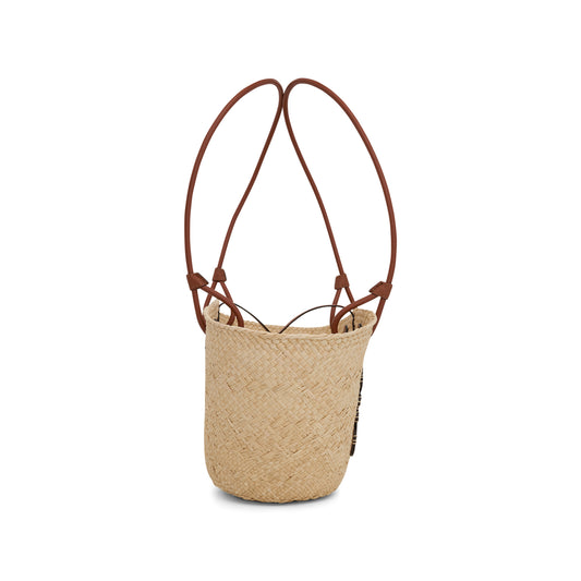 Small Anagram Basket Bag in Iraca Palm and Calfskin in Natural