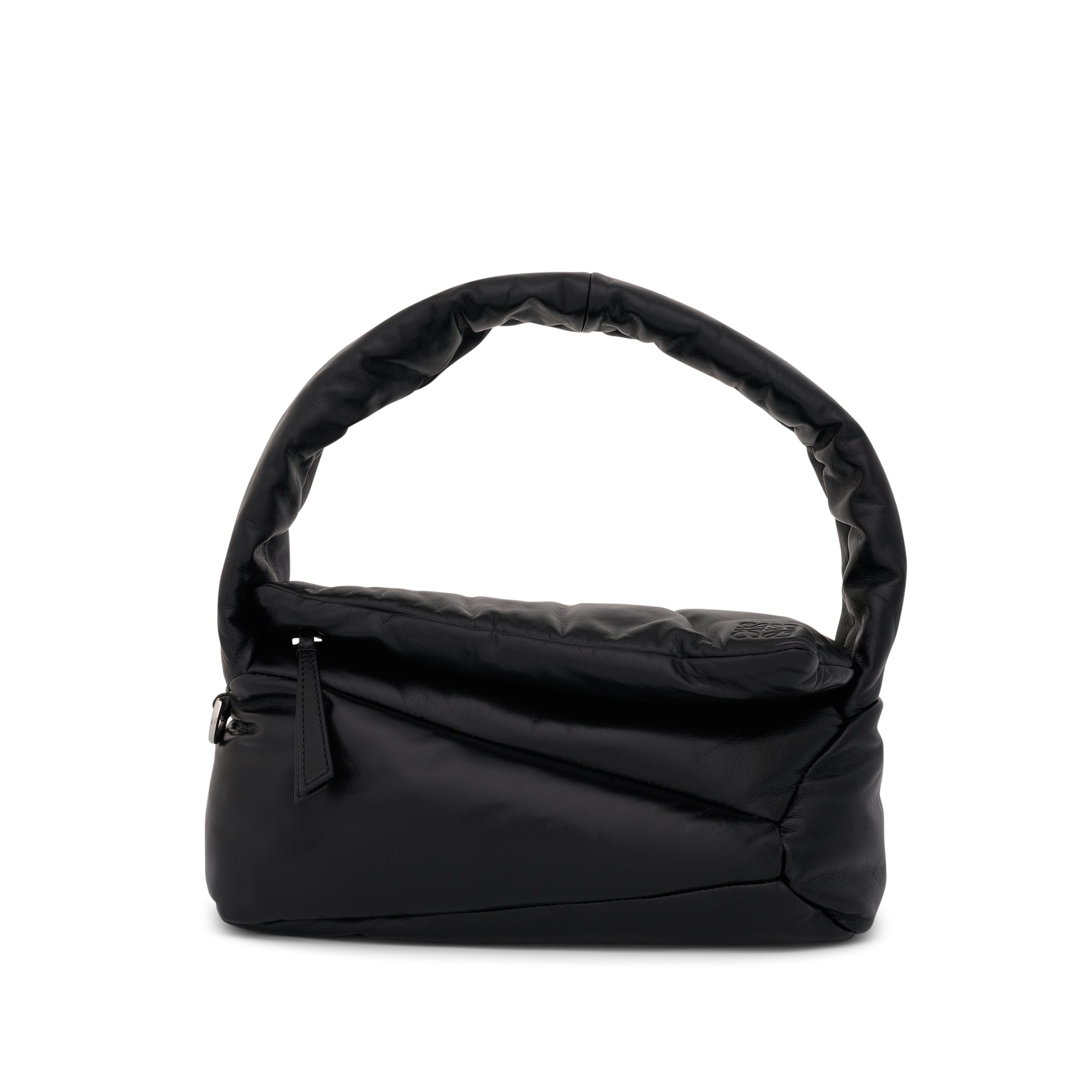 Puffer Puzzle Hobo Bag in Shiny Nappa Lambskin in Black