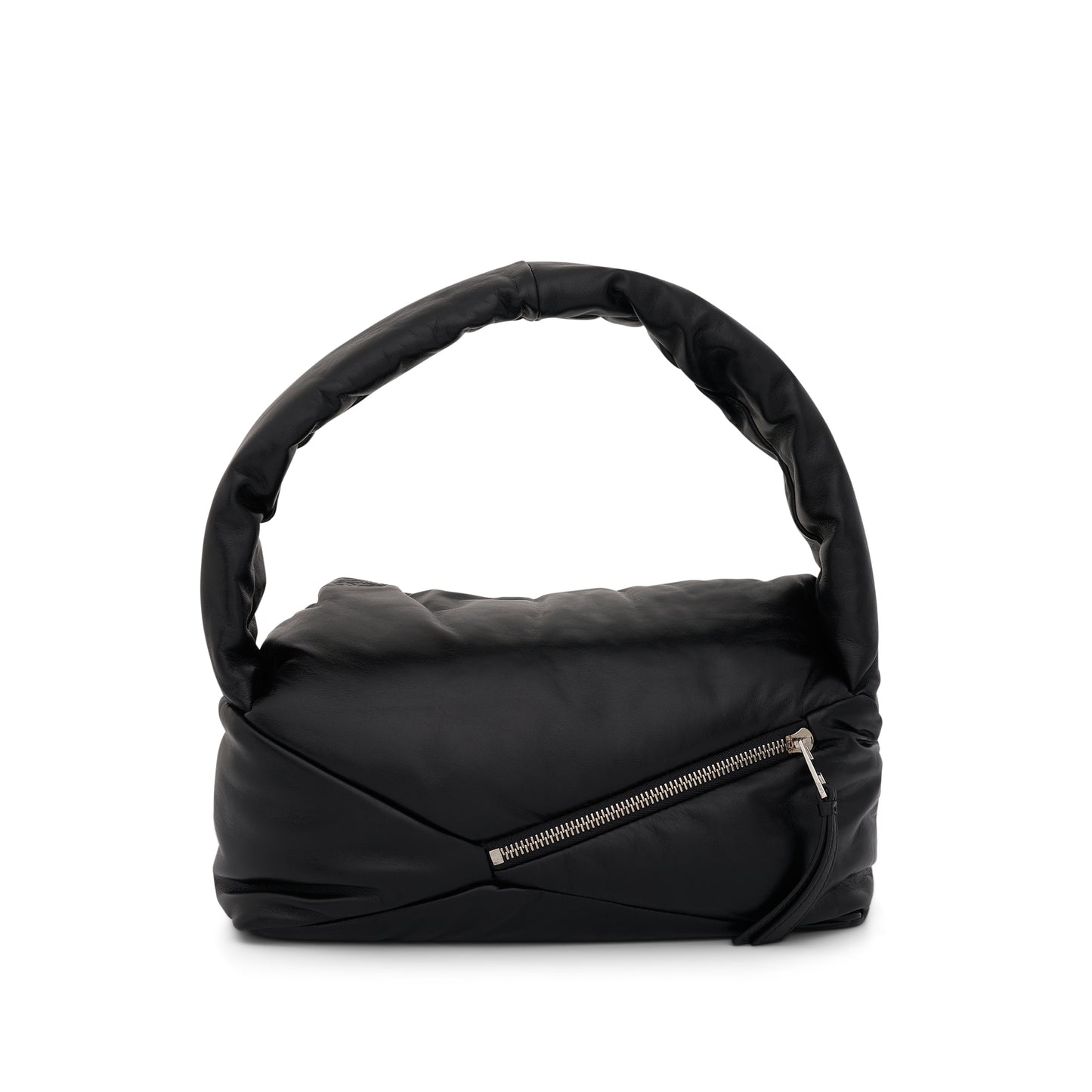 Puffer Puzzle Hobo Bag in Shiny Nappa Lambskin in Black