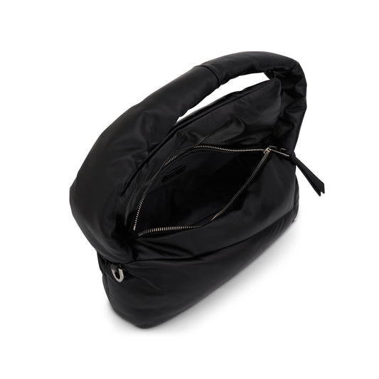 Puffer Puzzle Hobo Bag in Shiny Nappa Lambskin in Black