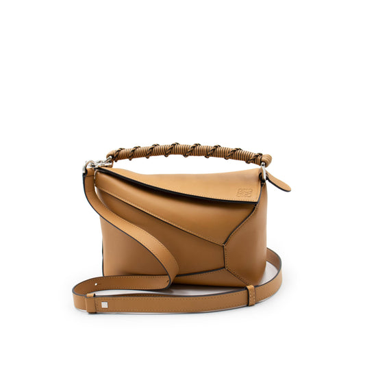 Small Puzzle Edge Bag in Nappa Calfskin in Warm Desert