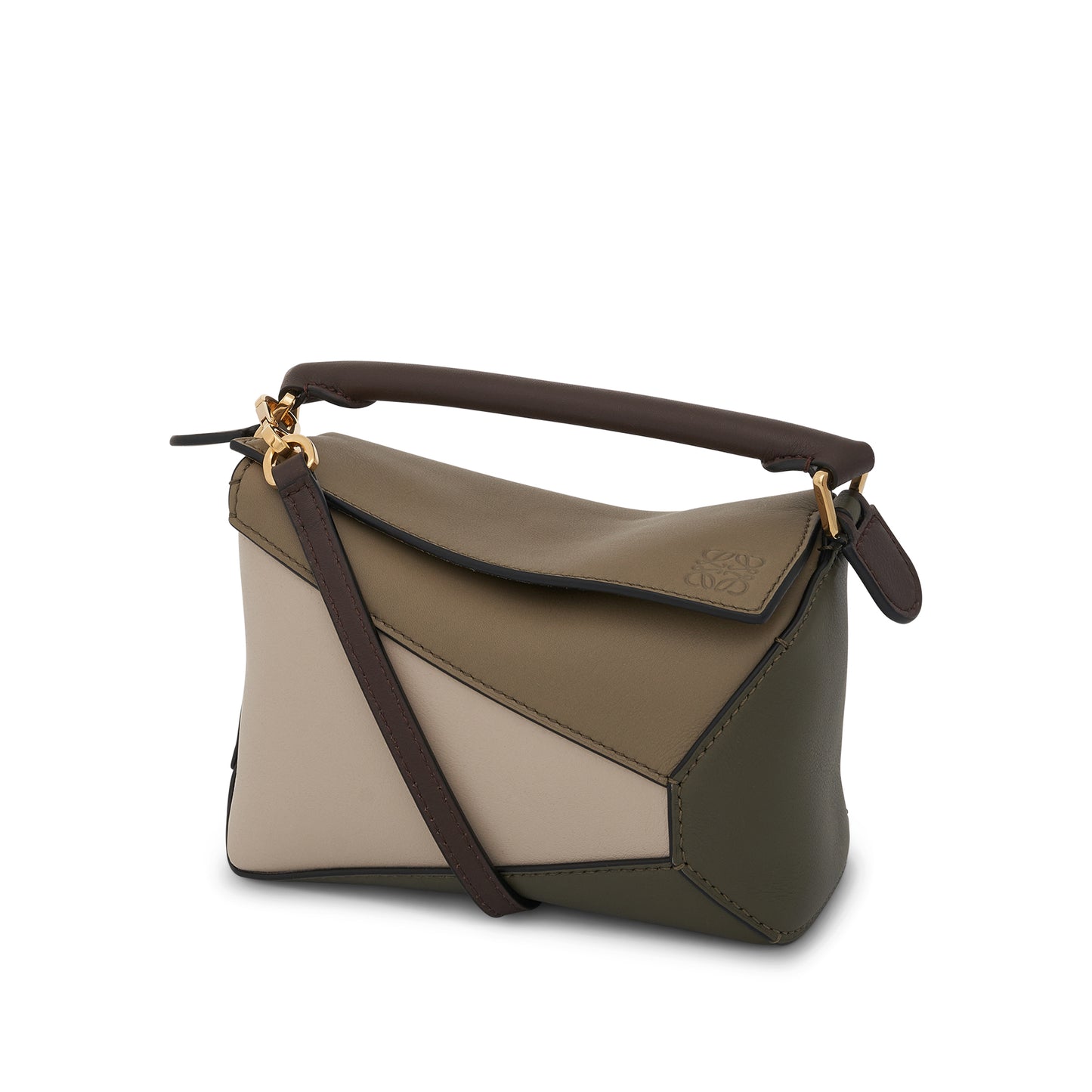 Puzzle Edge Small Leather Shoulder Bag in Green - Loewe