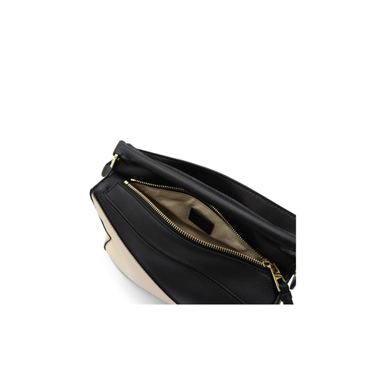 Small Puzzle Bag in Classic Calfskin in Black/Angora