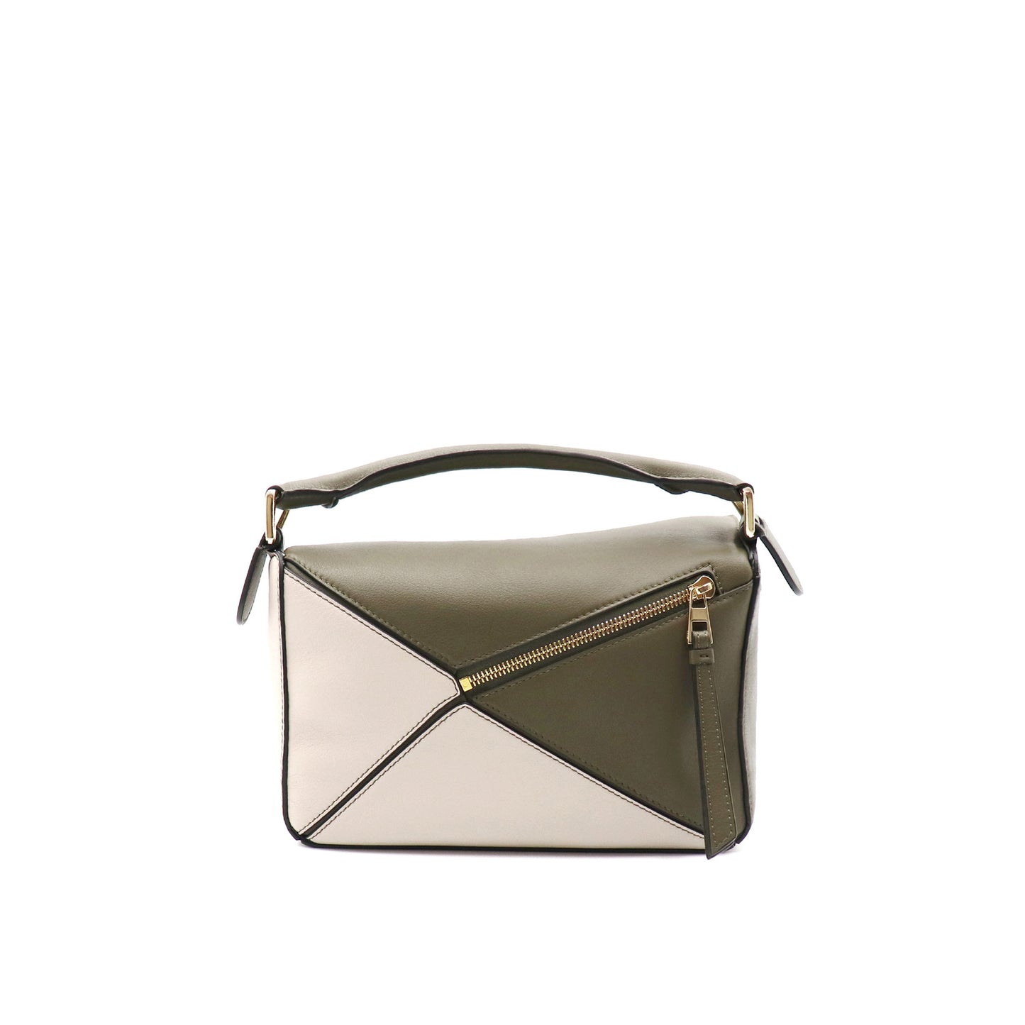 Small Puzzle Bag in Classic Calfskin in Green/Light Oat