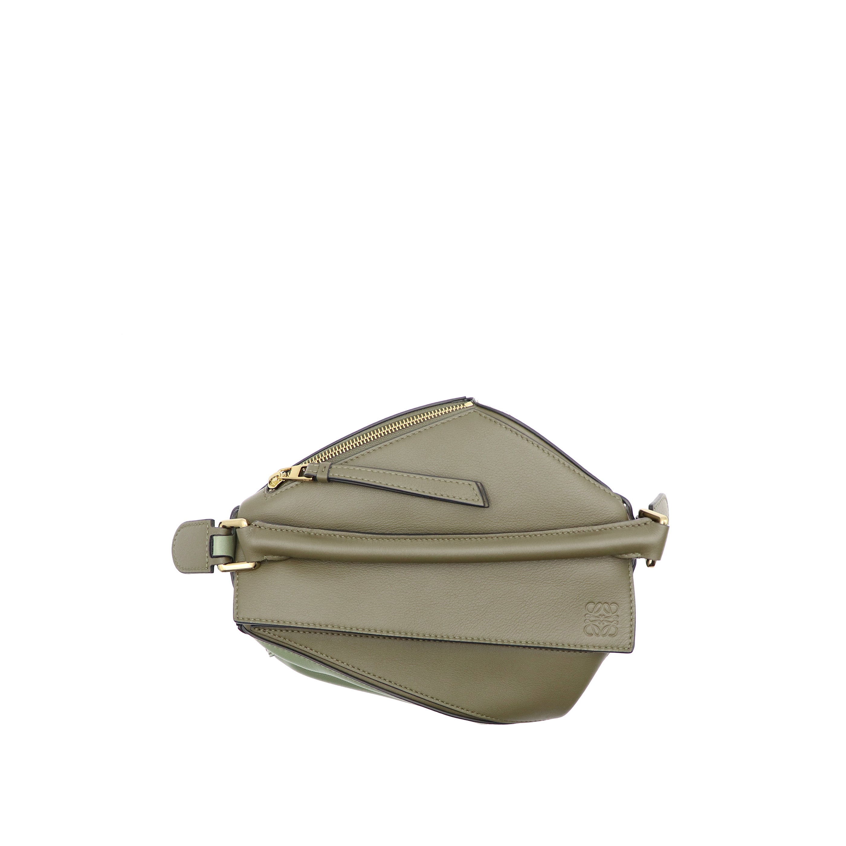 LOEWE Small Puzzle Bag in Classic Calfskin in Green/Light Oat | MARAIS