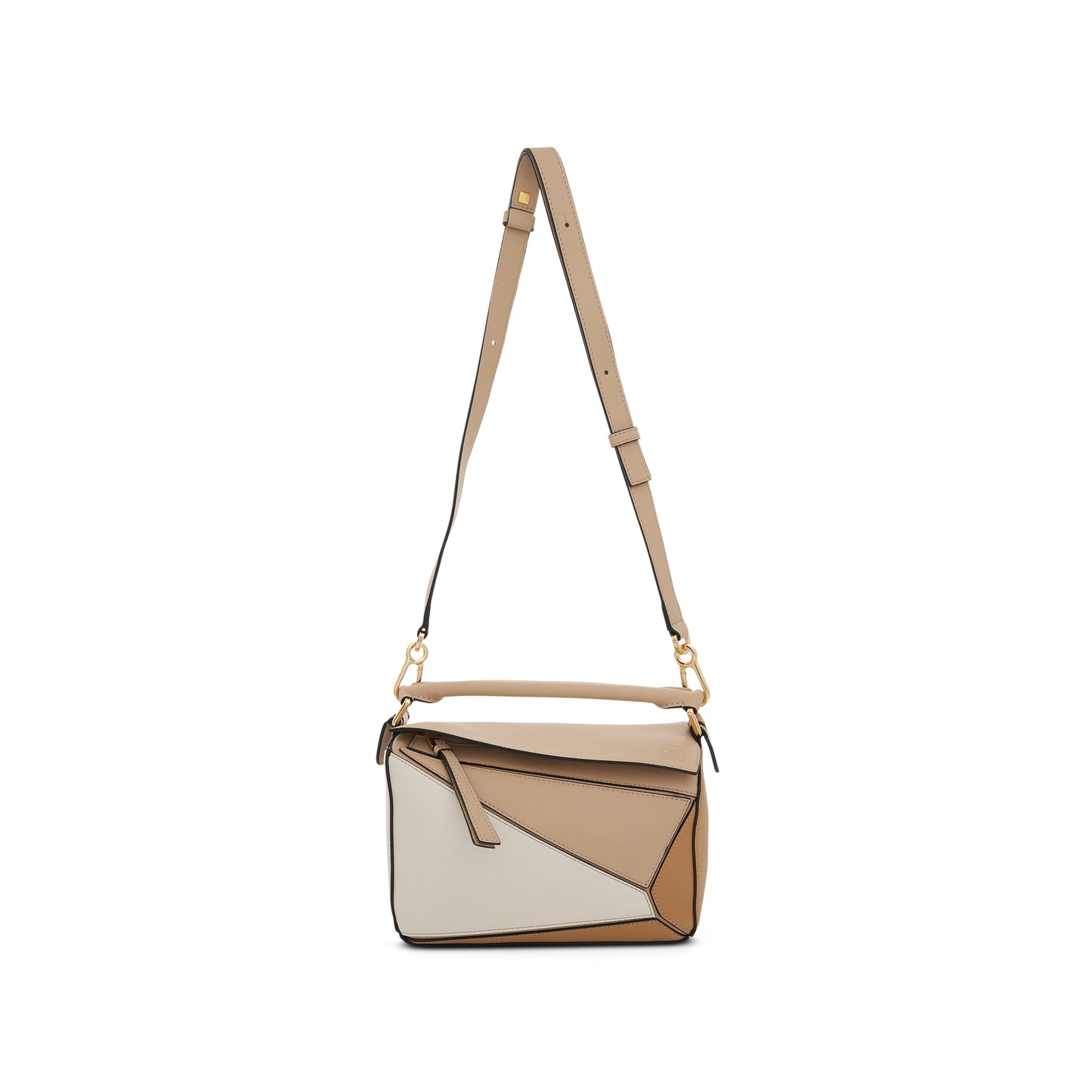 Small Puzzle Bag in Classic Calfskin in Dusty Beige/Soft White