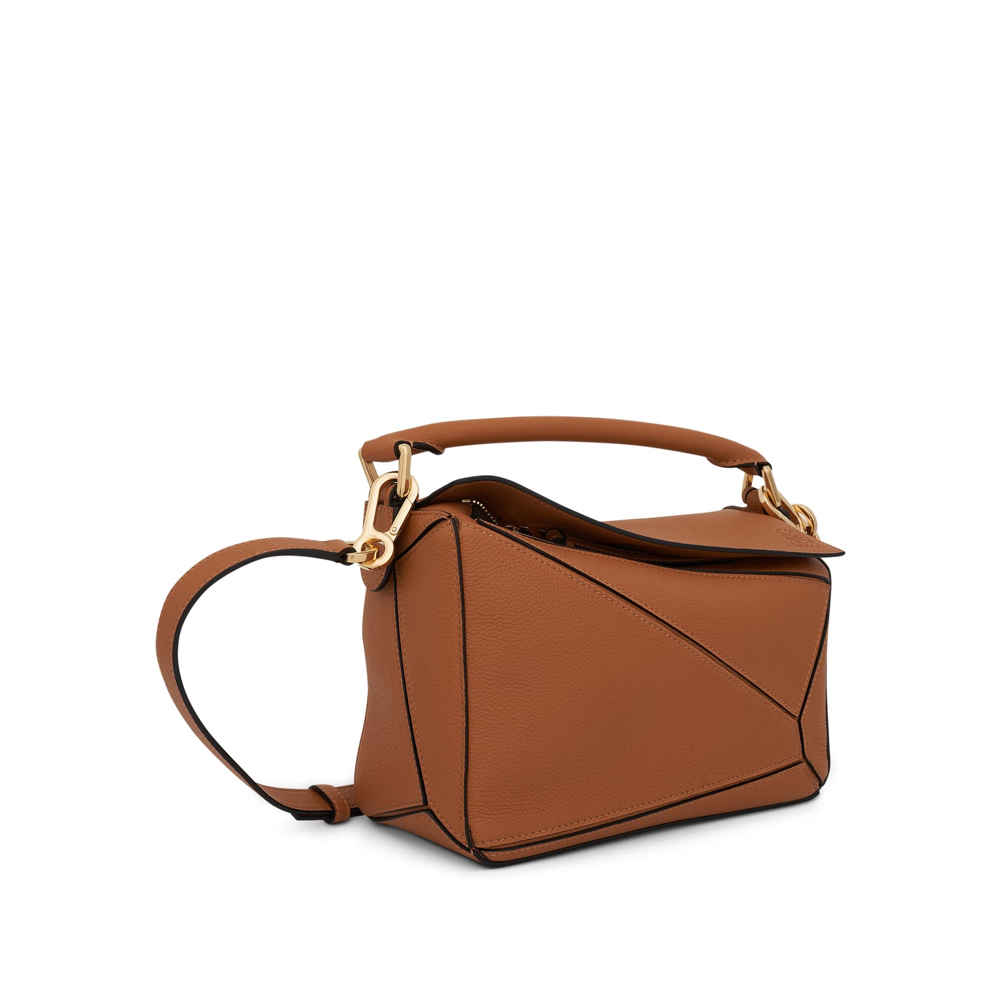 Small Puzzle Bag in Soft Grained Calfskin Leather in Light Caramel