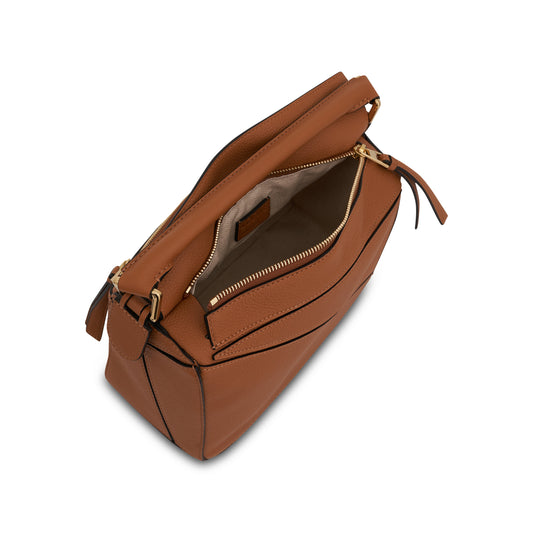 Small Puzzle Bag in Soft Grained Calfskin Leather in Light Caramel