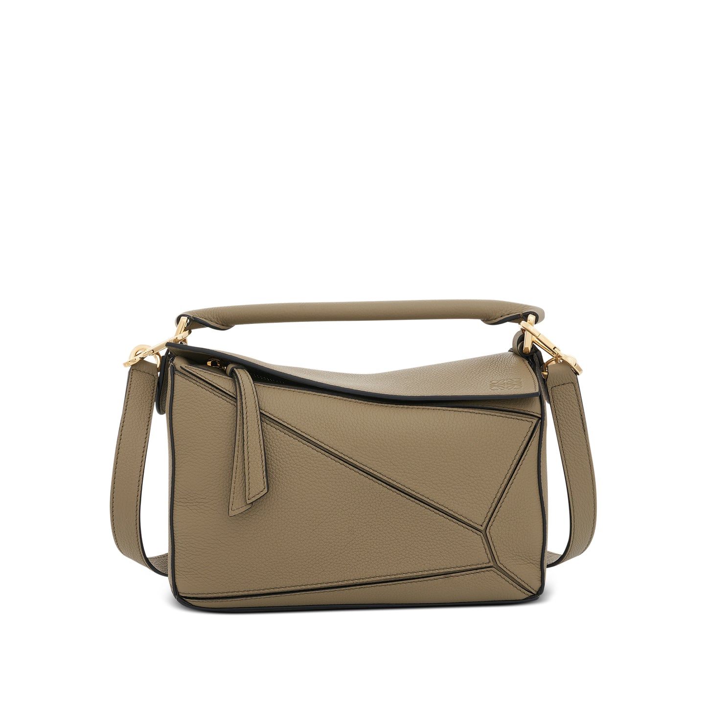 Loewe Mini Puzzle Bag Patchwork Calfskin In Green/Olive