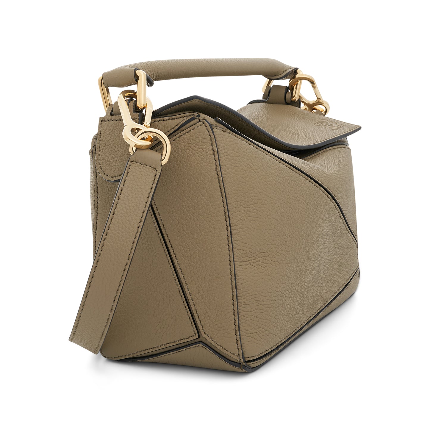 Small Puzzle Bag in Soft Grained Calfskin Leather in Artichoke Green