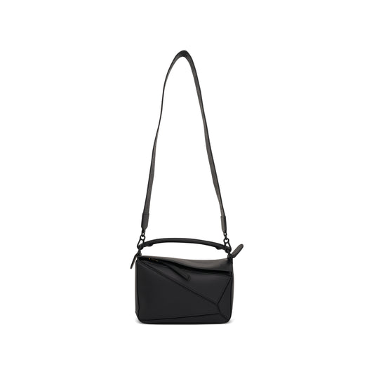 Small Puzzle Bag in Satin Calfskin in Black