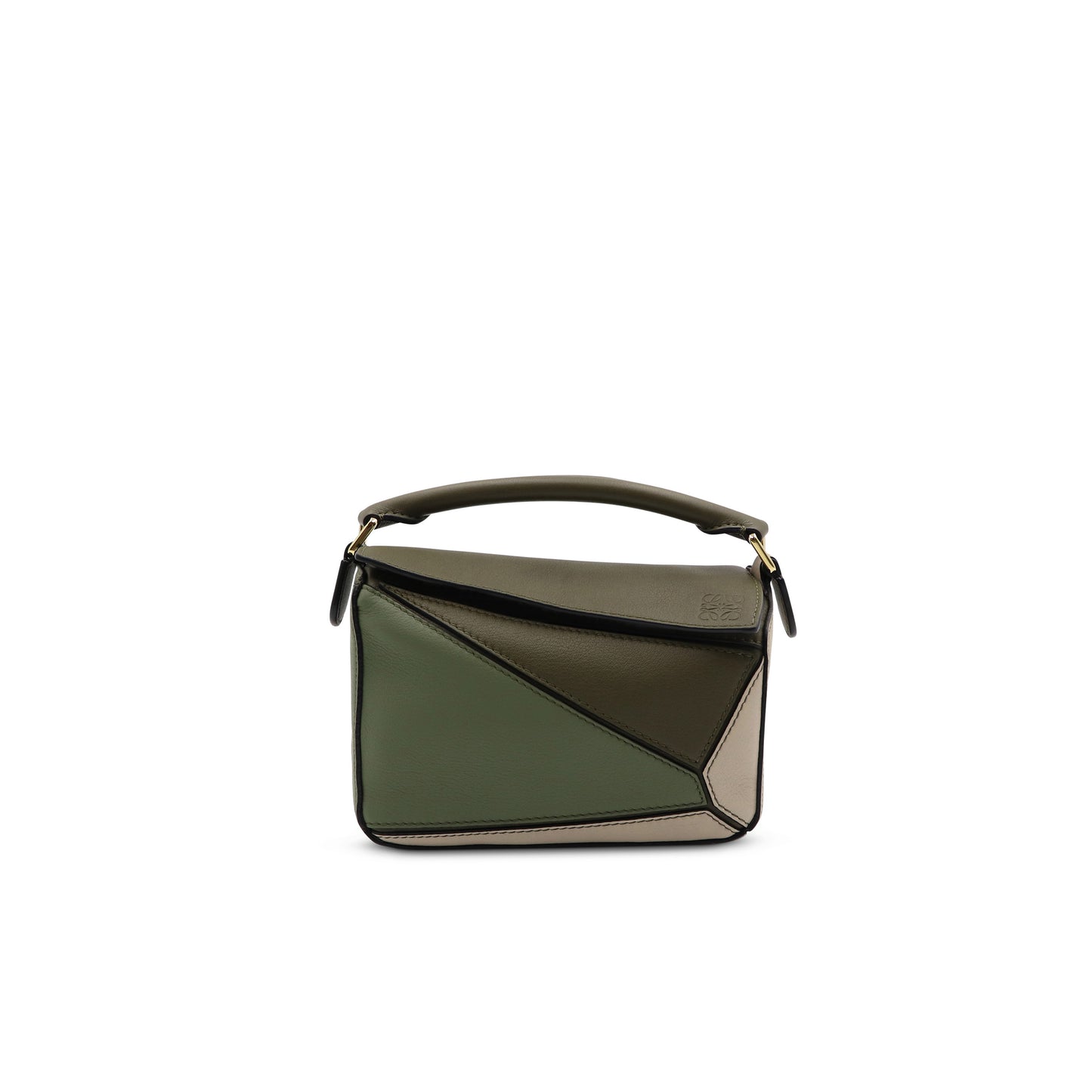 Mini Puzzle Bag in Classic Calfskin in Green/Light Oat