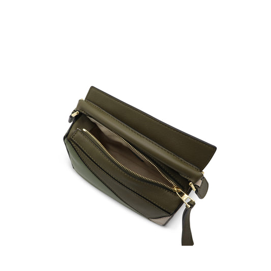 Mini Puzzle Bag in Classic Calfskin in Green/Light Oat