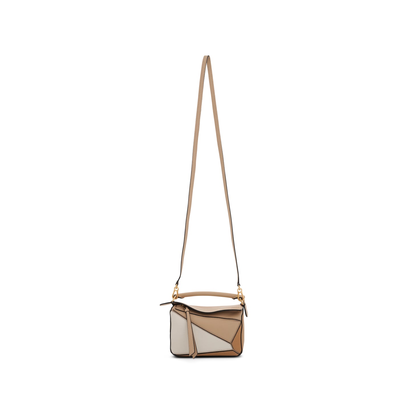 Mini Puzzle Bag in Classic Calfskin in Dusty Beige/Soft White