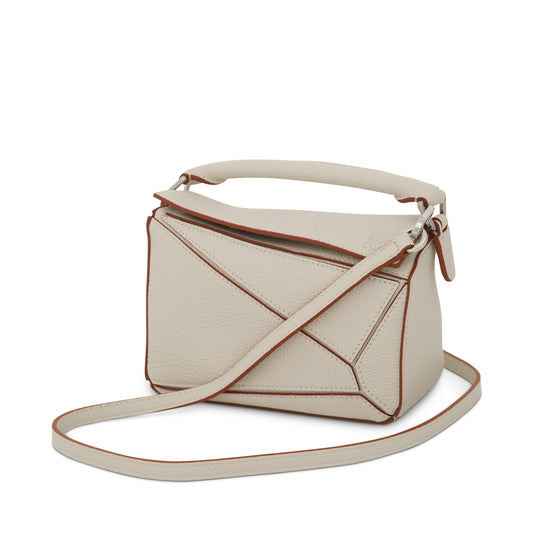 Mini Puzzle Bag in Soft Grained Calfskin in Soft White