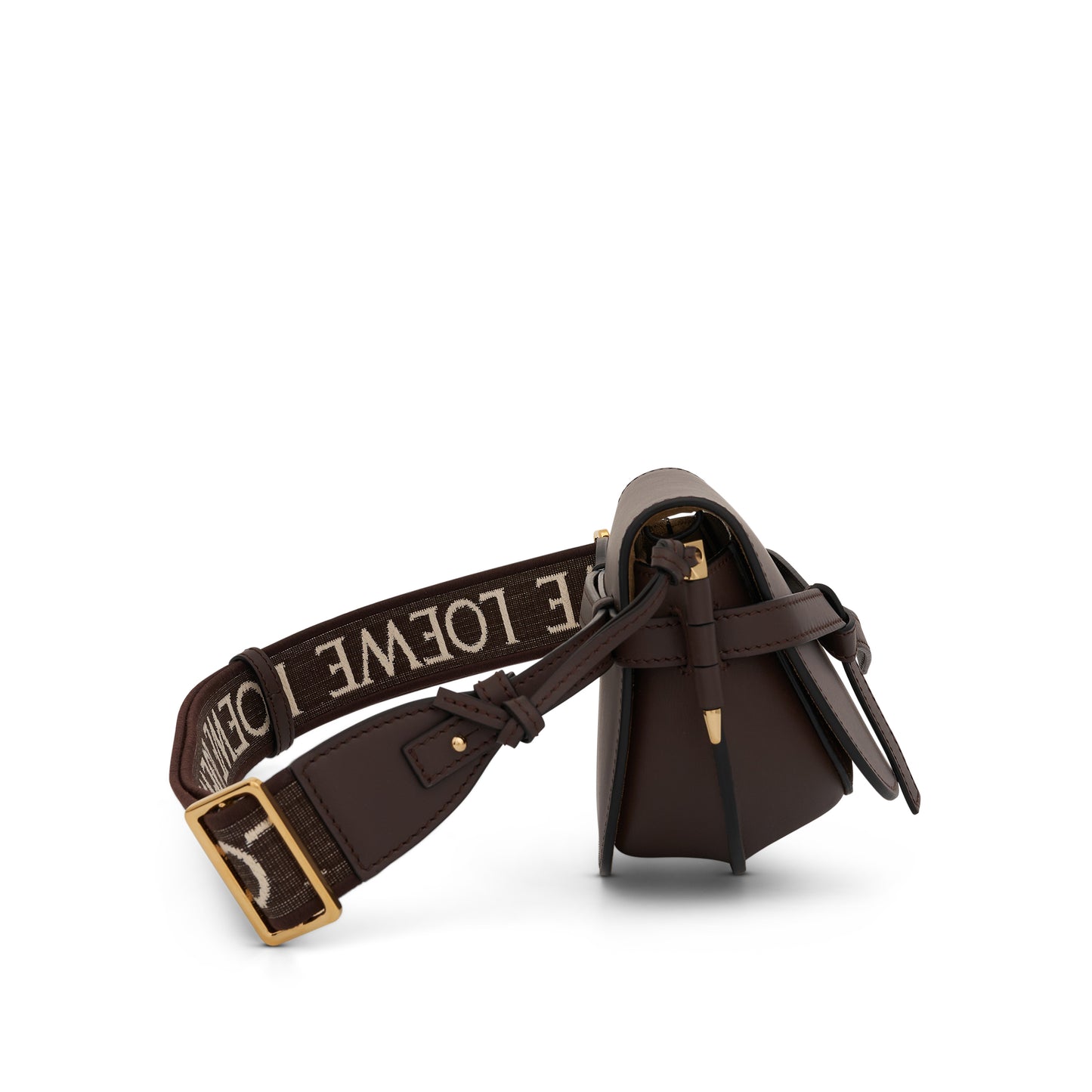 Mini Gate Dual Bag in Soft Calskin and Jacquard Strap in Chocolate