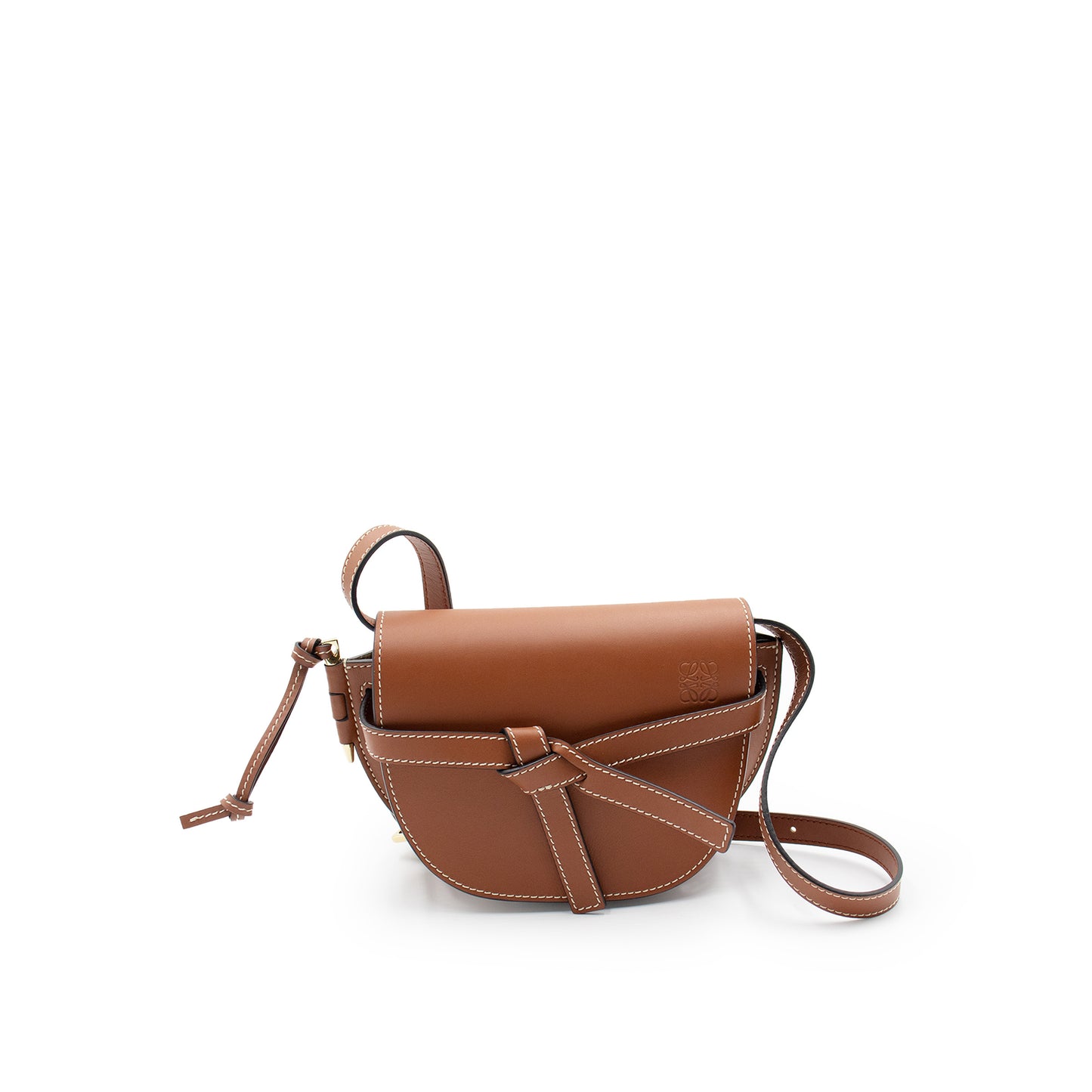 Mini Gate Dual Bag in Soft Calfskin in Rust Color