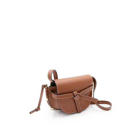 Mini Gate Dual Bag in Soft Calfskin in Rust Color