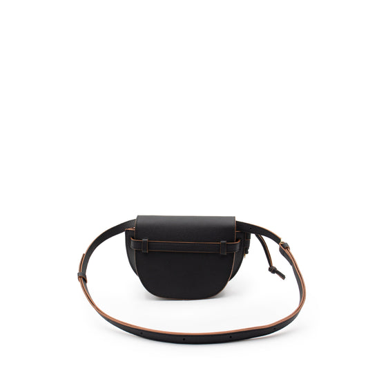 Mini Gate Dual Bag in Pebble Grain Calfskin in Black