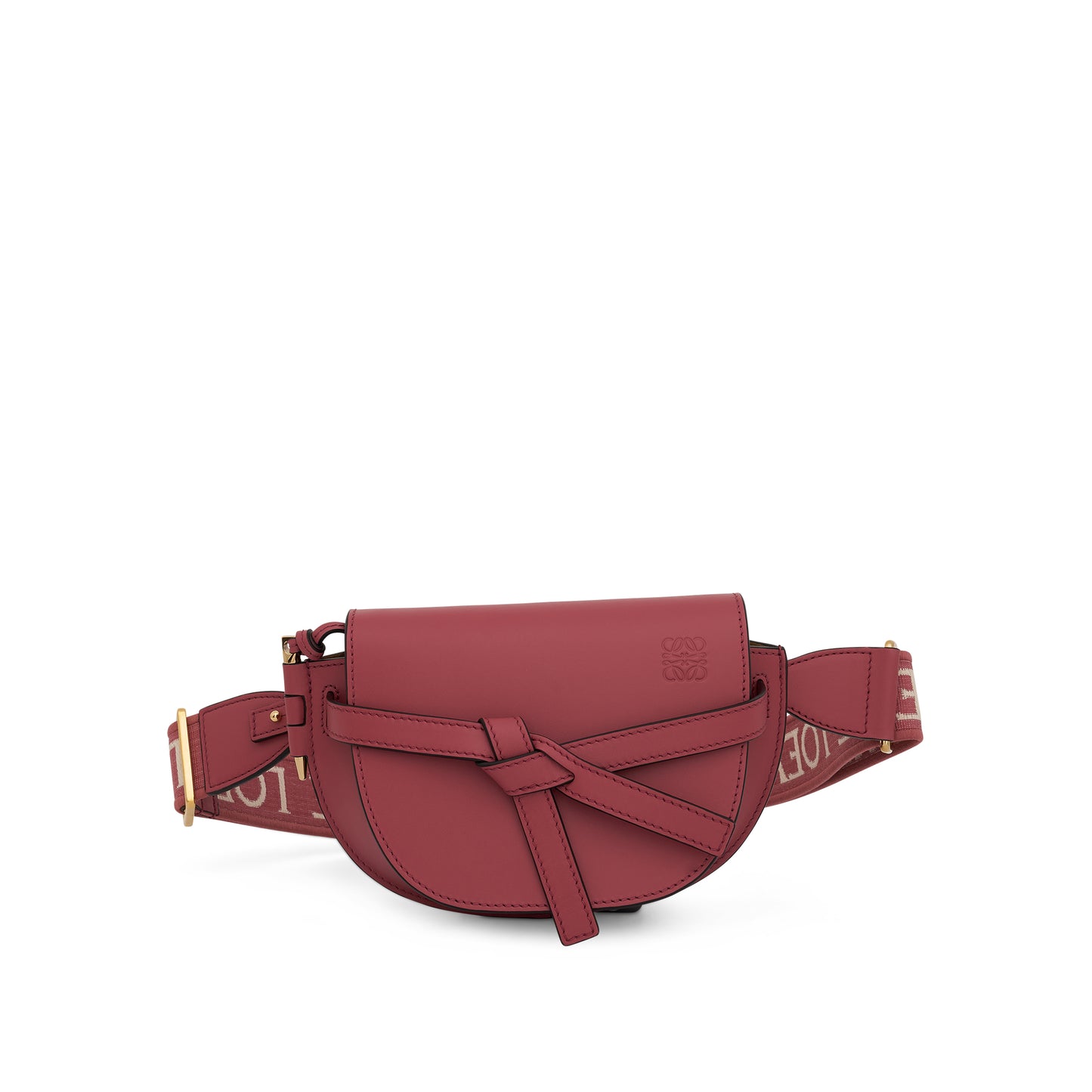 Mini Gate Dual Bag in Soft Calskin and Jacquard Strap in Plumrose