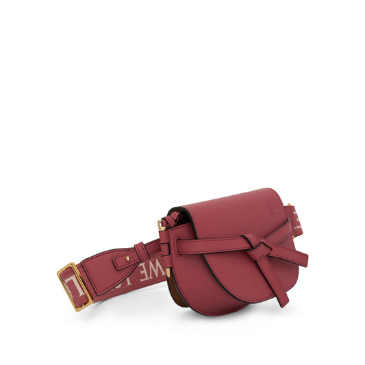 Mini Gate Dual Bag in Soft Calskin and Jacquard Strap in Plumrose