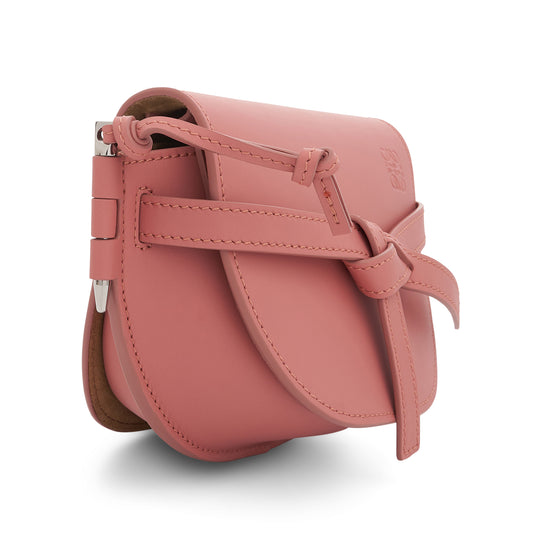 Mini Gate Dual Bag in Soft Calfskin and Jacquard Strap in Peach Bloom