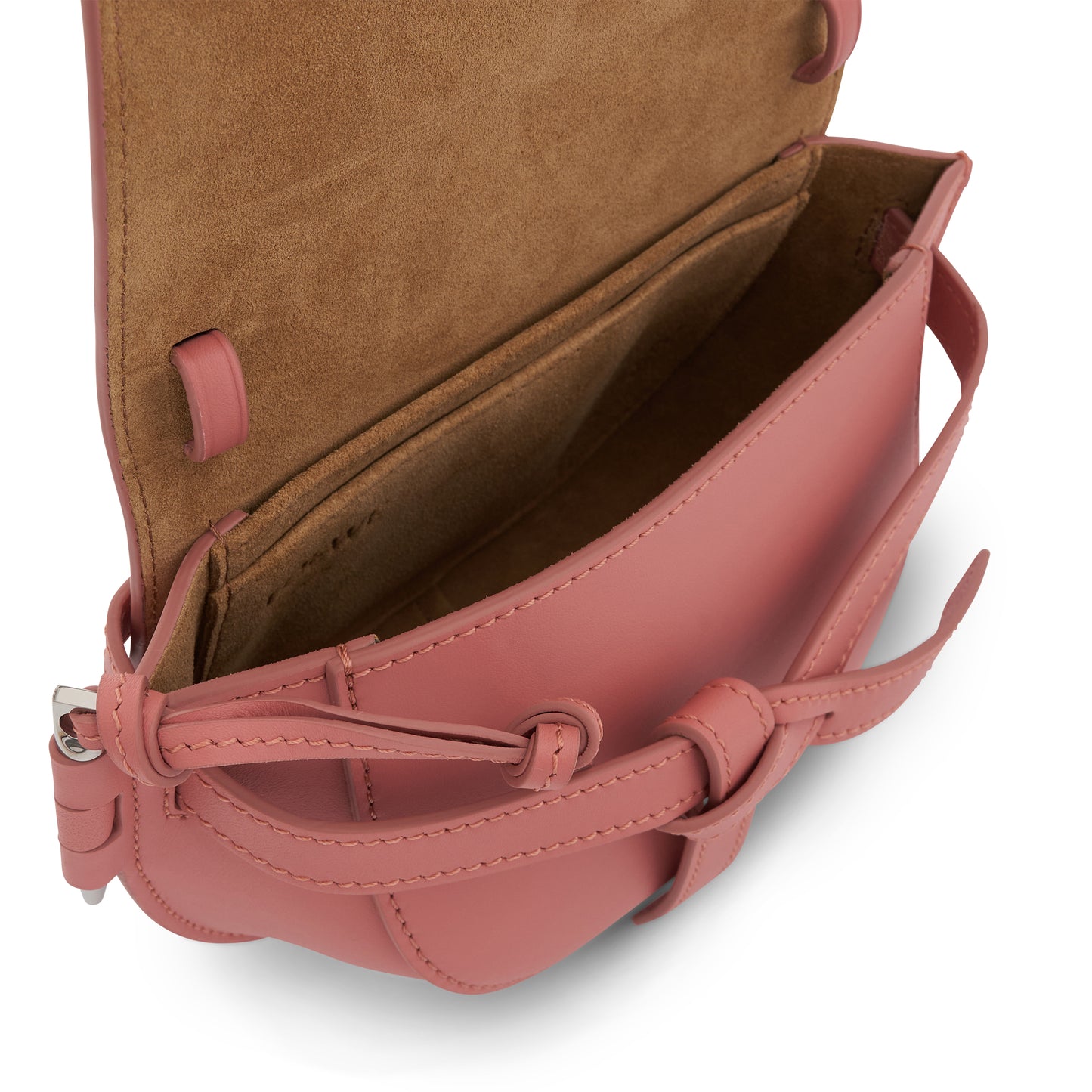 Mini Gate Dual Bag in Soft Calfskin and Jacquard Strap in Peach Bloom