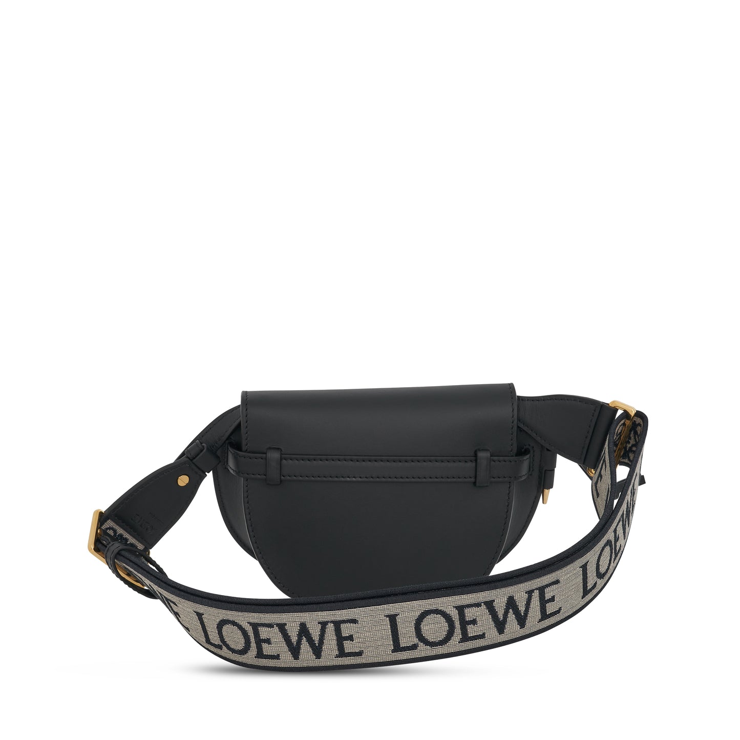 Small Gate Bag in Soft Calfskin and Jacquard Strap in Black