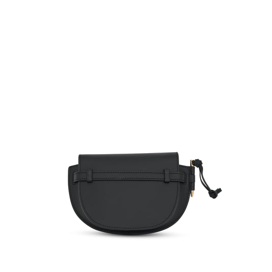 Small Gate Bag in Soft Calfskin and Jacquard Strap in Black