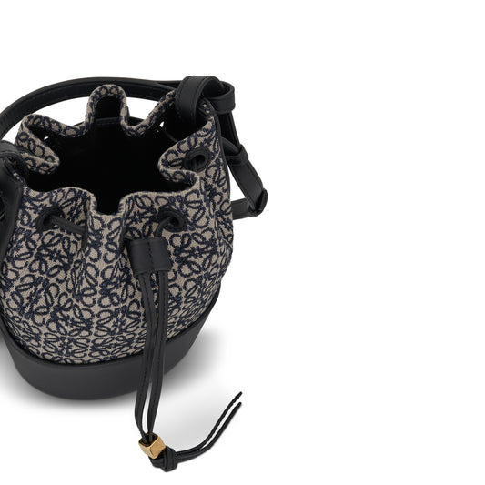 Mini Balloon Bag in Anagram Jacquard and Calfskin in Navy