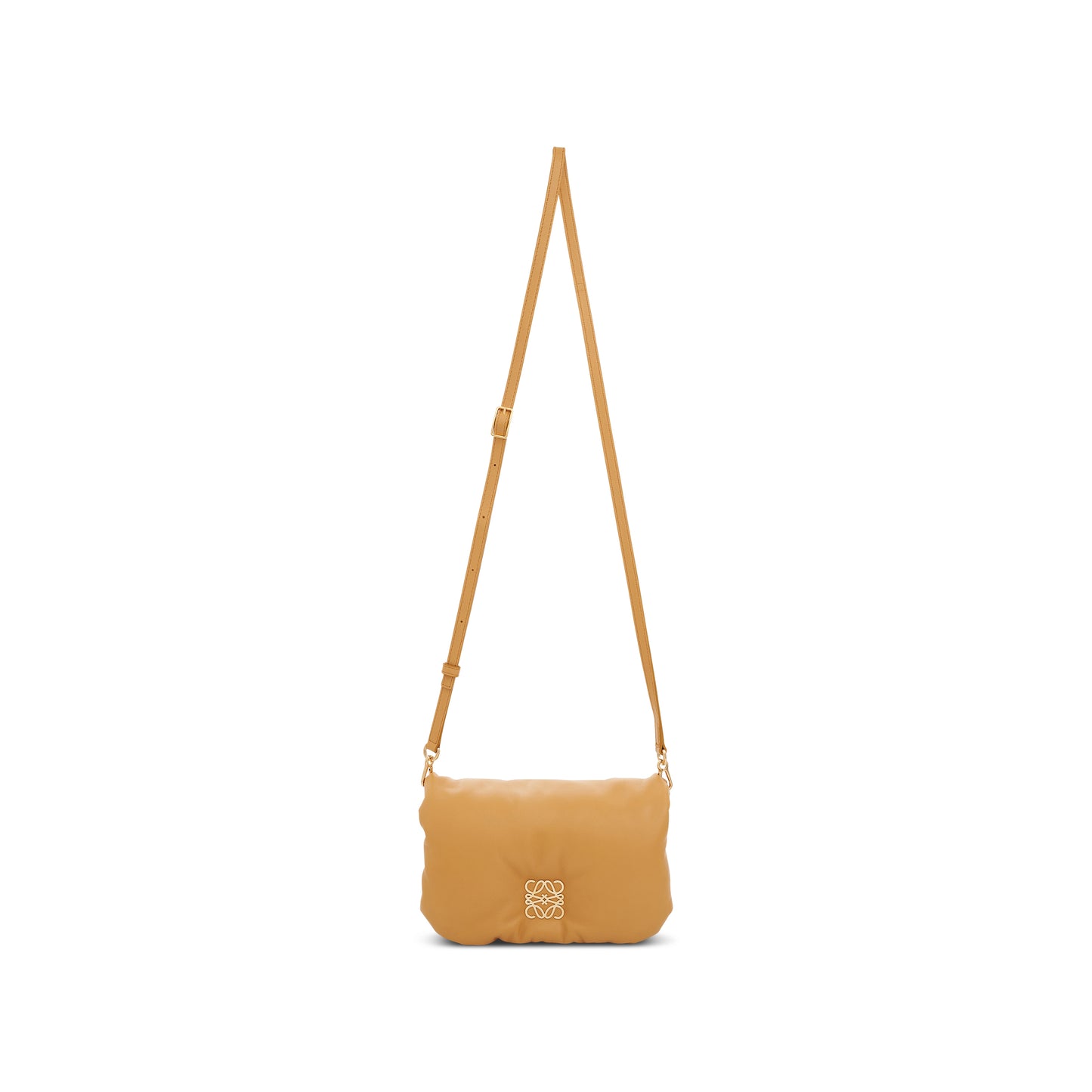 Mini Puffer Goya Bag in Shiny Nappa Lambskin in Camel