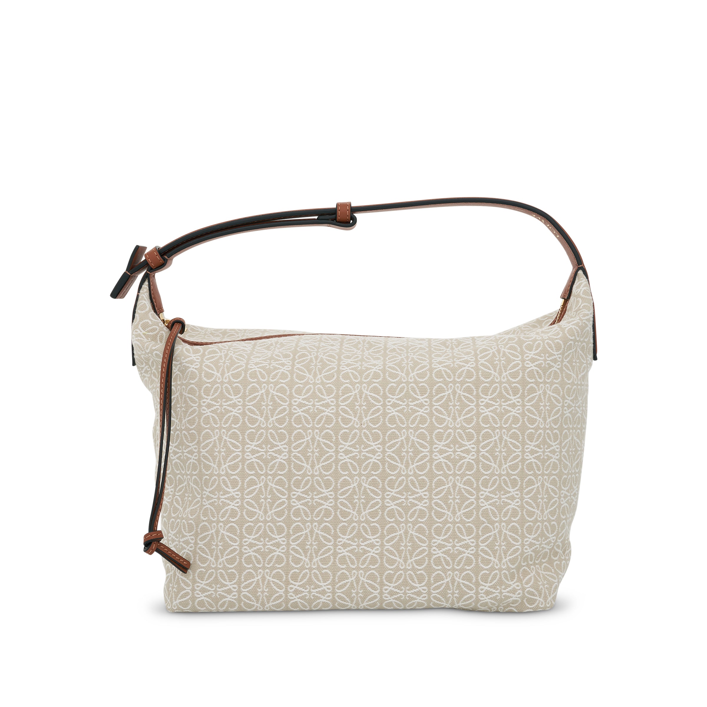 Medium Cubi Bag in Anagram Jacquard and Calfskin in Ecru