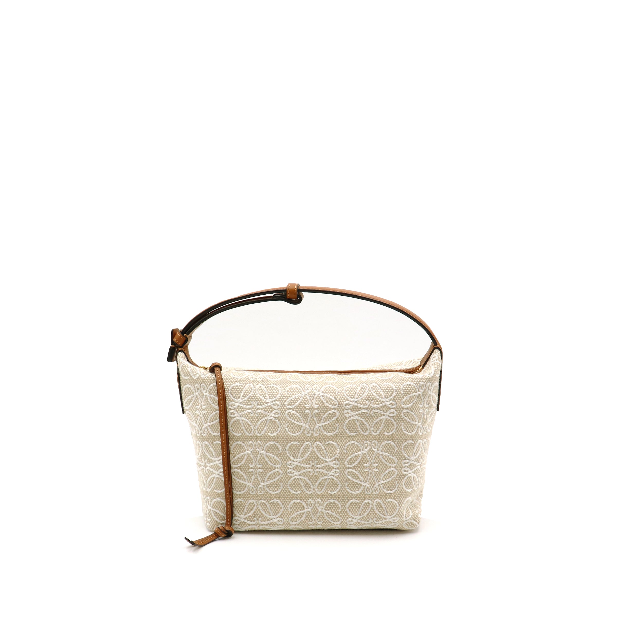 Small Cubi Bag in Anagram Jacquard and Calfskin in Ecru