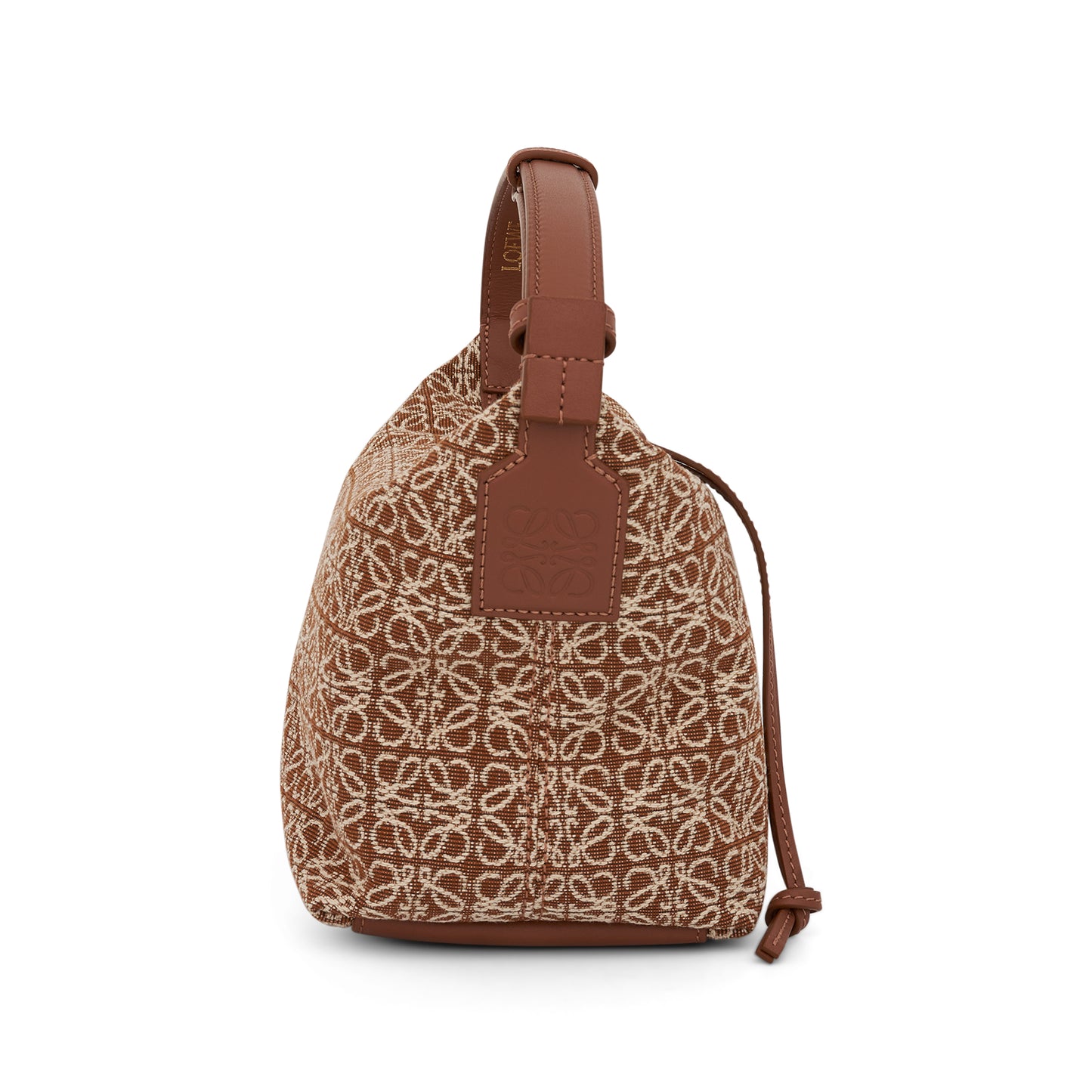 Small Cubi Bag in Anagram Jacquard and Calfskin in Tan/Pecan